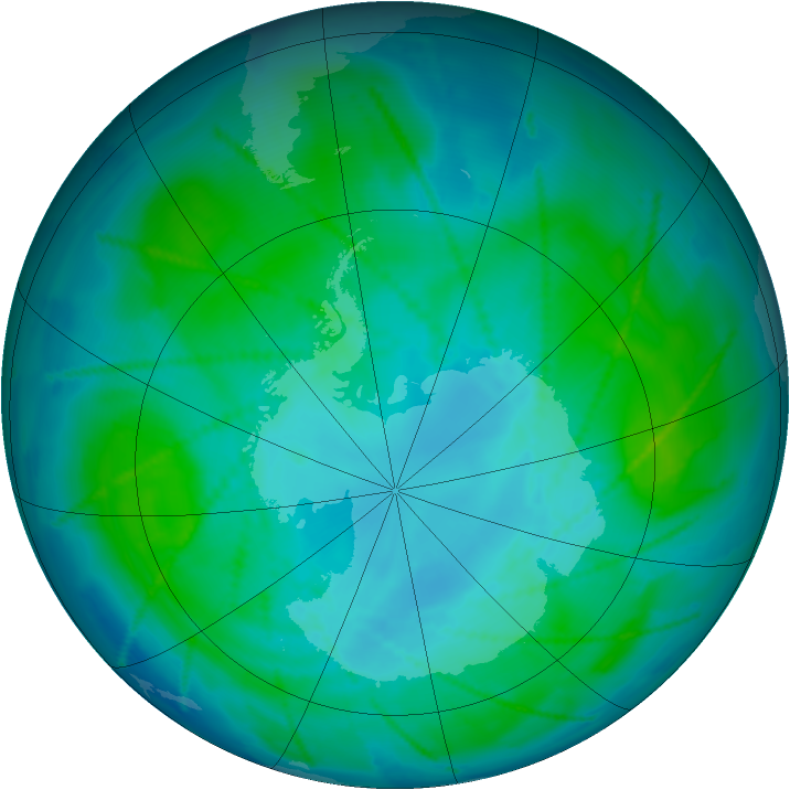 Antarctic ozone map for 17 January 2011